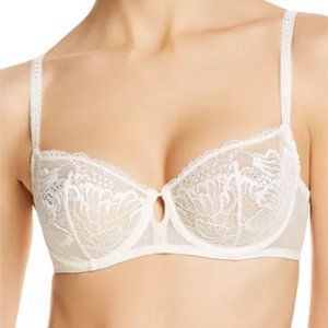 Simone Perele Paris Half Cup Bra 38B Promesse Demi Cup Natural Cream Unpadded